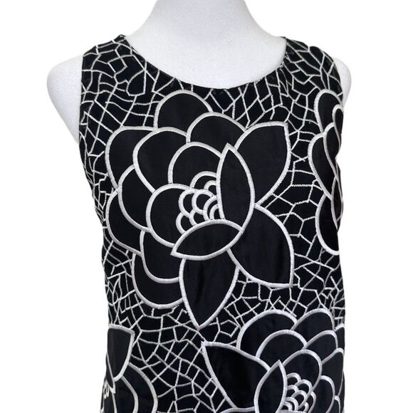 Anthropologie Sachin & Babi Petalwork Shift Dress Size 8 Black White Embroidery - Picture 3 of 10